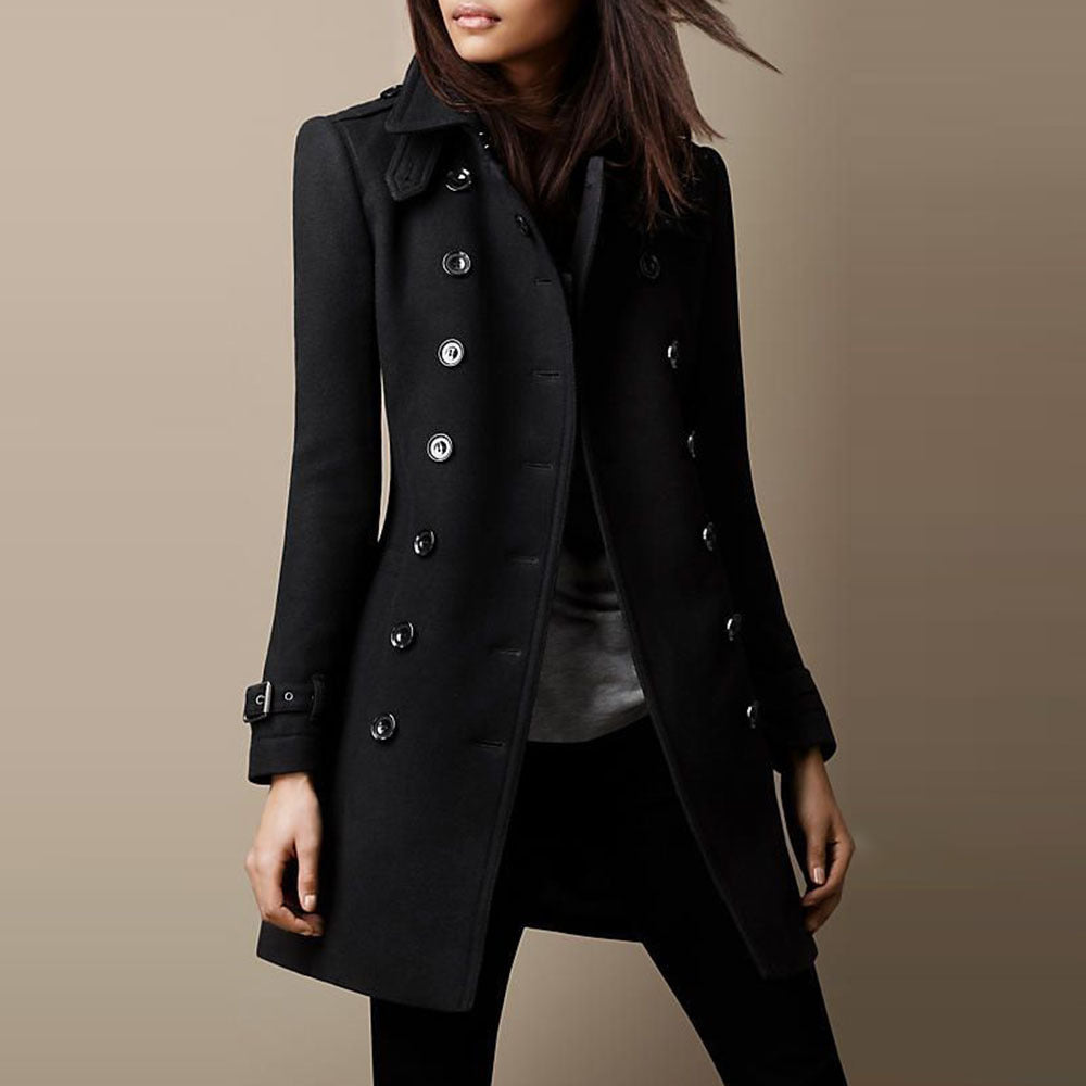 Lucille Women's Long Wool Coat – Elegant Warm Premium Winter Overcoat