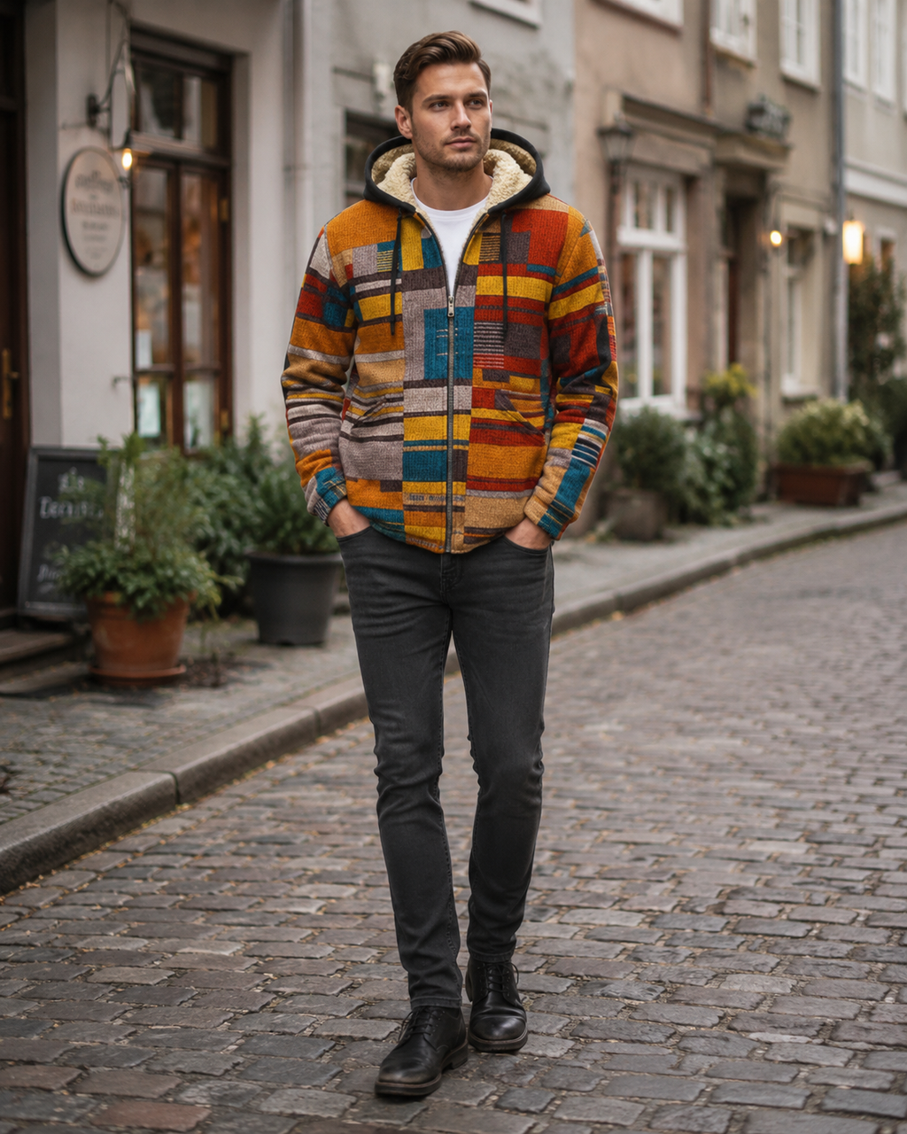 Jameson Men’s Patchwork Fleece Vest – Hooded Casual Zip Gilet with Comfortable Fit