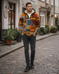 Jameson Men’s Patchwork Fleece Vest – Hooded Casual Zip Gilet with Comfortable Fit