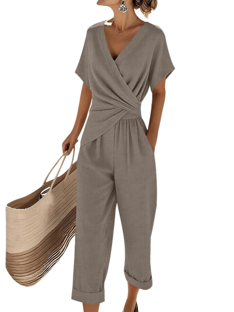 Natalie Women’s Elegant Set – V-Neck Top & Flowing Pants Co-Ord Outfit