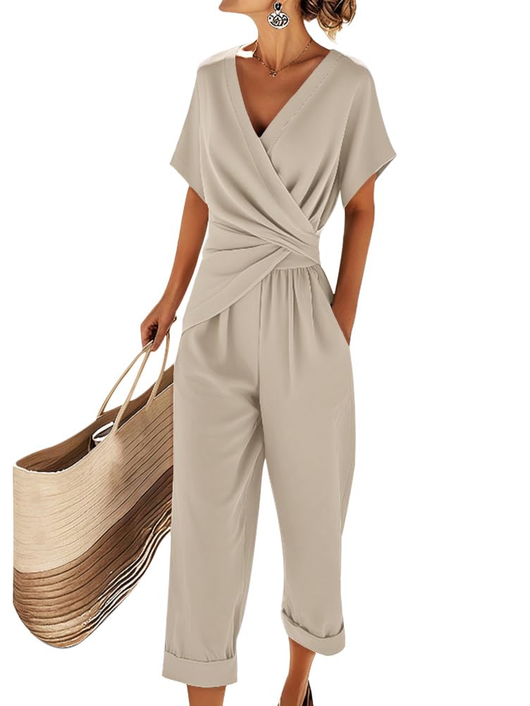 Natalie Women’s Elegant Set – V-Neck Top & Flowing Pants Co-Ord Outfit