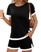 Lena Women’s Pajama Set – Short Sleeve Tee & High Waist Shorts Soft Lounge Sleepwear