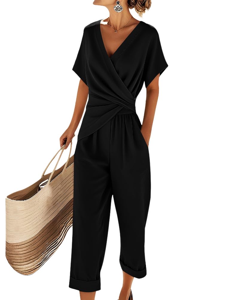 Natalie Women’s Elegant Set – V-Neck Top & Flowing Pants Co-Ord Outfit