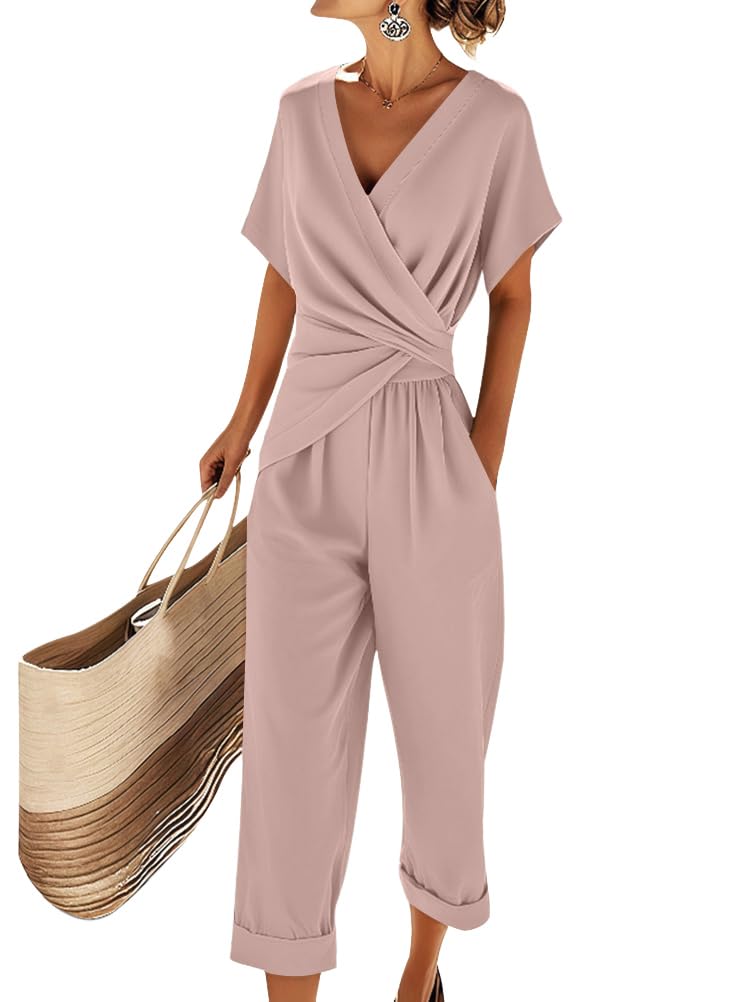 Natalie Women’s Elegant Set – V-Neck Top & Flowing Pants Co-Ord Outfit