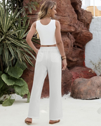 Nora Women’s Summer Trousers – Lightweight Drawstring Straight Leg Pants with Pockets