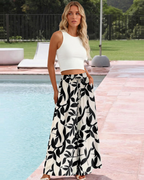 Layla Women’s Cotton Palazzo Pants – High Waist Wide Leg Drawstring Trousers