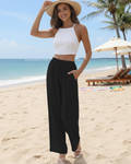 Claire Women’s Wide Leg Pants – Lightweight Drawstring Palazzo Trousers