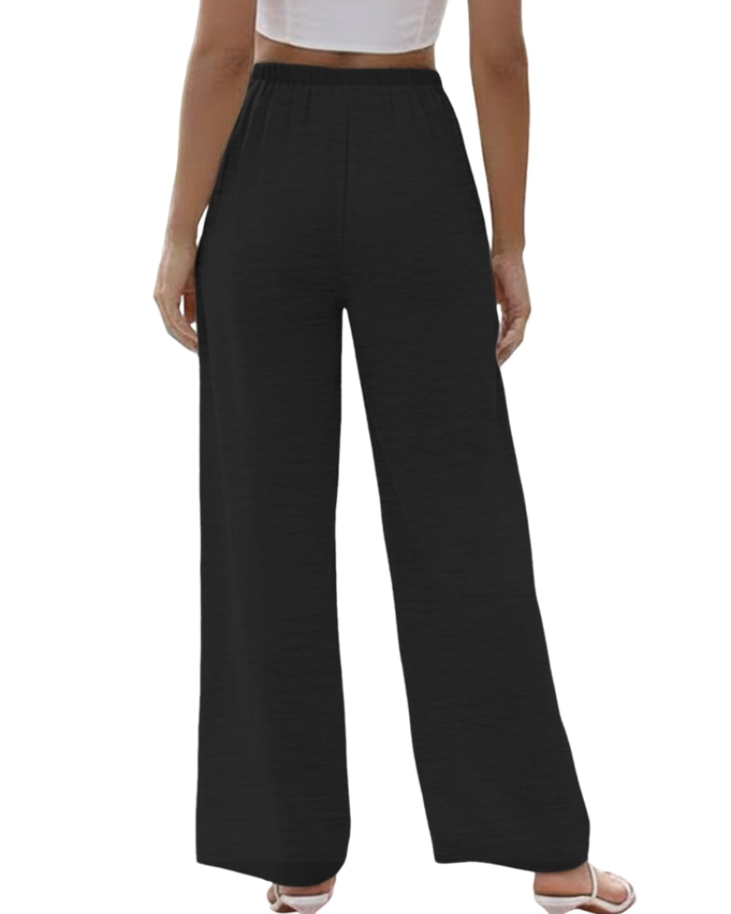 Claire Women’s Wide Leg Pants – Lightweight Drawstring Palazzo Trousers