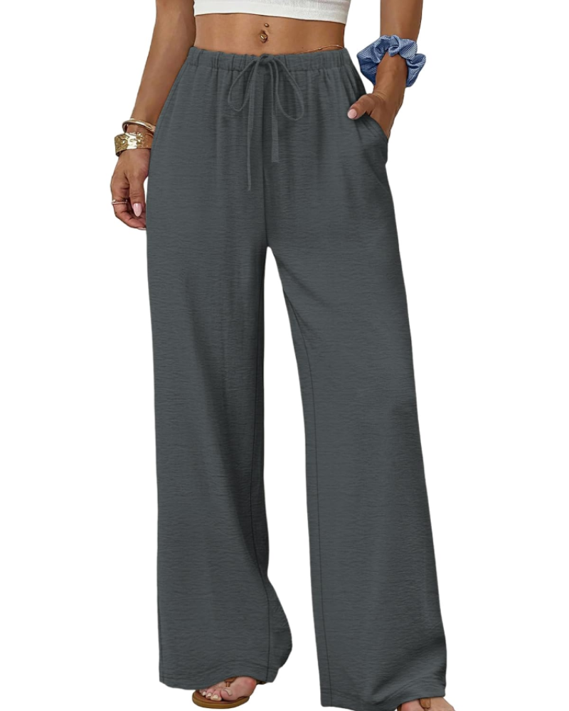 Claire Women’s Wide Leg Pants – Lightweight Drawstring Palazzo Trousers