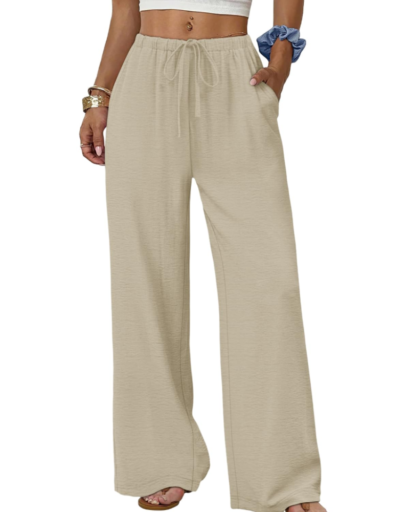 Claire Women’s Wide Leg Pants – Lightweight Drawstring Palazzo Trousers