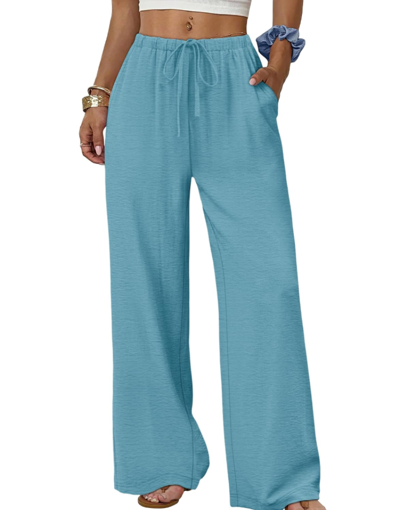 Claire Women’s Wide Leg Pants – Lightweight Drawstring Palazzo Trousers