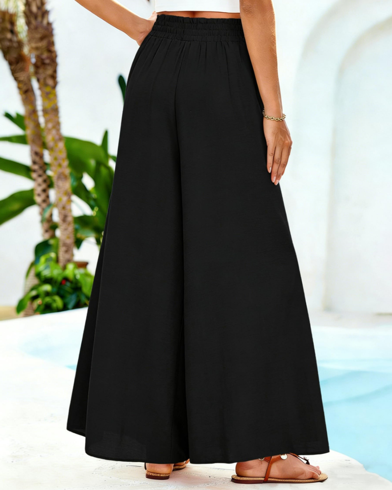 Amelia Women’s Palazzo Pants – Wide Leg Drawstring Summer Trousers with Pockets