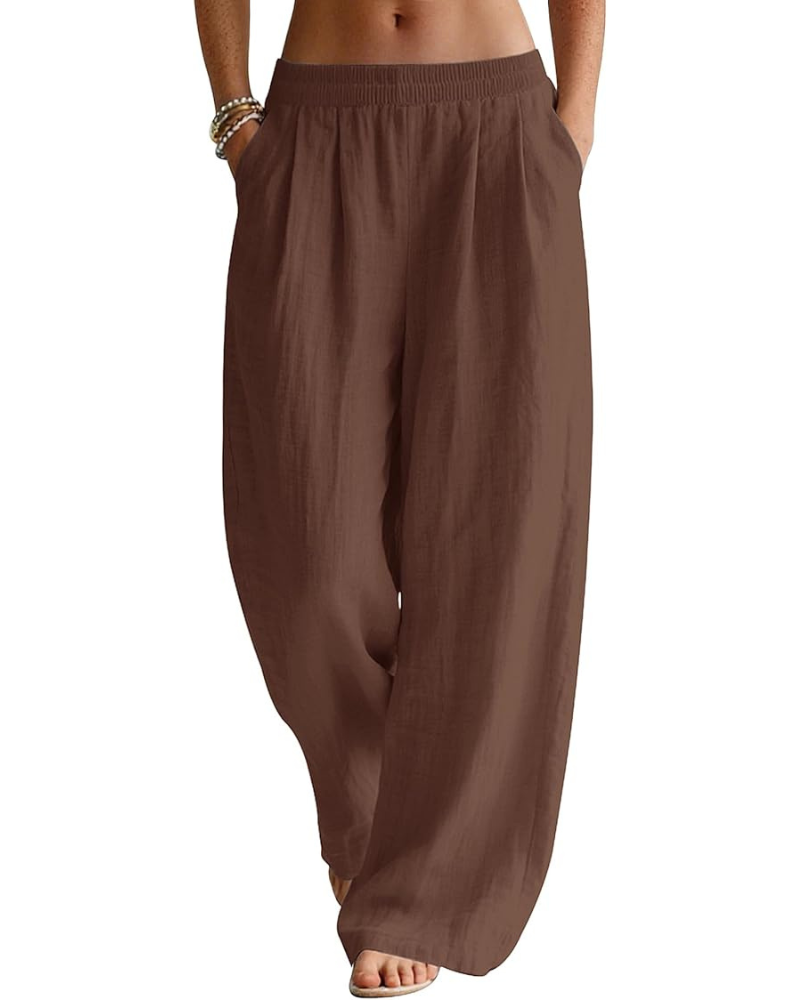 Grace Women’s Linen Palazzo Pants – Wide Leg Summer Trousers with Pockets