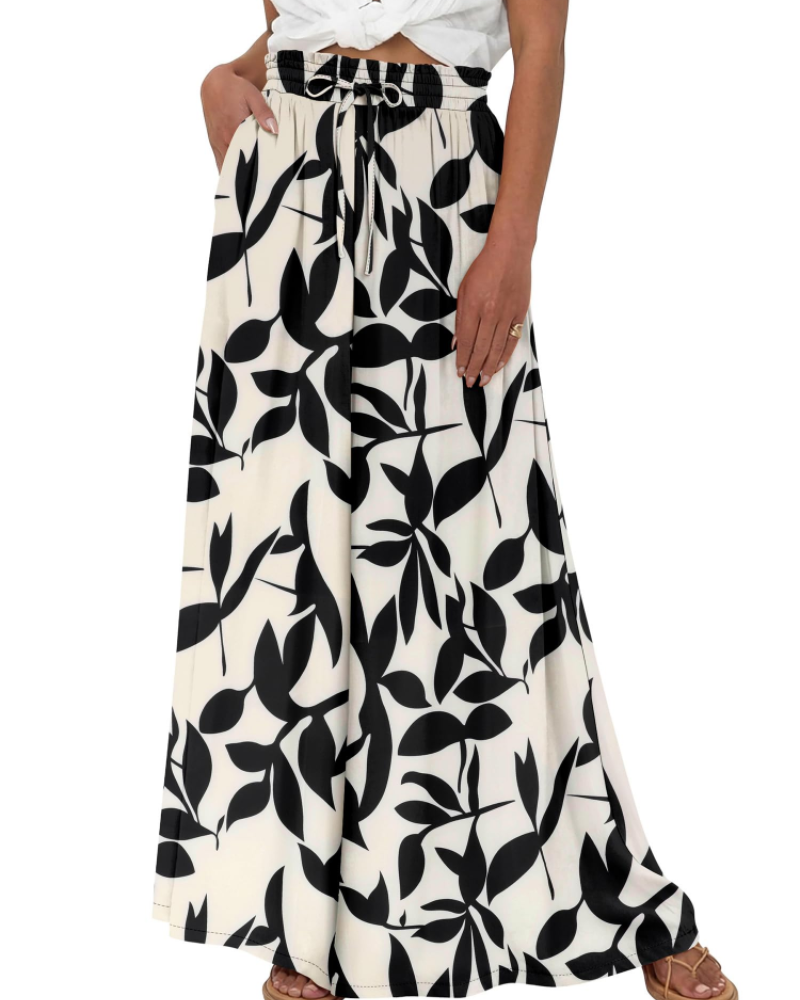 Layla Women’s Cotton Palazzo Pants – High Waist Wide Leg Drawstring Trousers