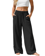 Bella Women’s Linen Palazzo Pants – Wide Leg Drawstring Trousers with Pockets