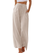 Vivienne Women’s Linen Wide Leg Pants – Drawstring Summer Trousers