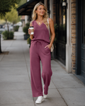 Bianca Women’s Two-Piece Set – V-Neck Summer Vacation Travel Matching Outfit