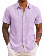 Ethan Men’s Short Sleeve Shirt – Lightweight Casual Summer Beach Shirt with Pocket