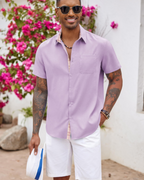 Ethan Men’s Short Sleeve Shirt – Lightweight Casual Summer Beach Shirt with Pocket