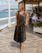 Lydia Women's Sleeveless Midi Dress – Button-Front Summer Dress with Pockets