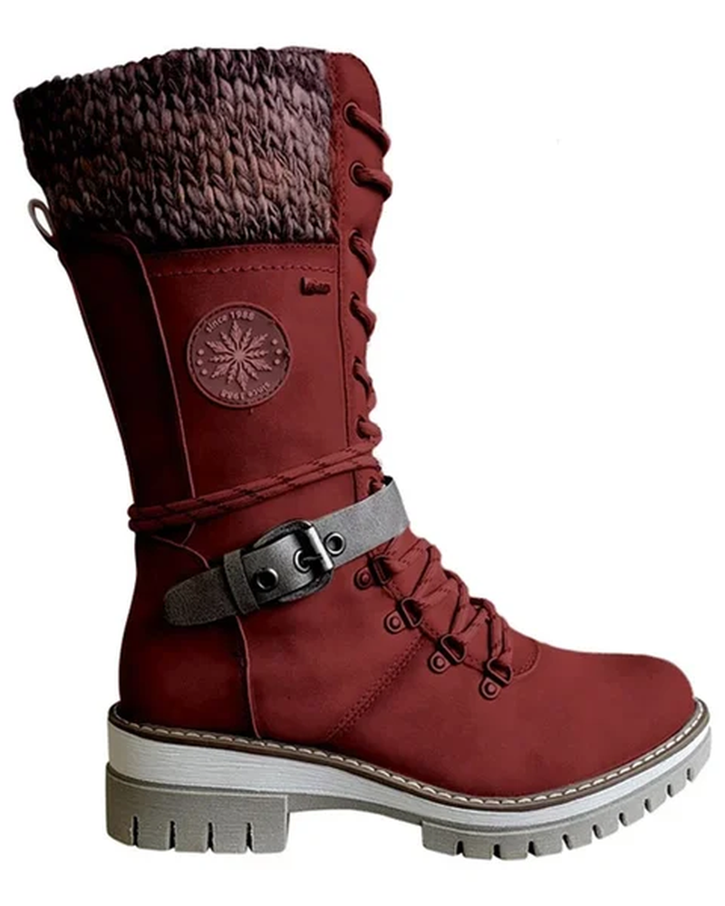 Kylee Women's Tall Winter Boots – Insulated Zip Lace-Up Boots with Warm Lining