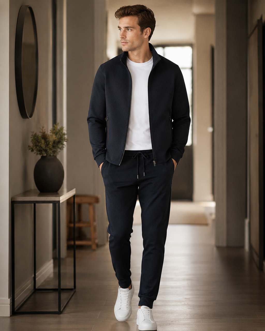 Reynold Men's Tracksuit – Zip Jacket & Slim Fit Pants Smart Casual Set