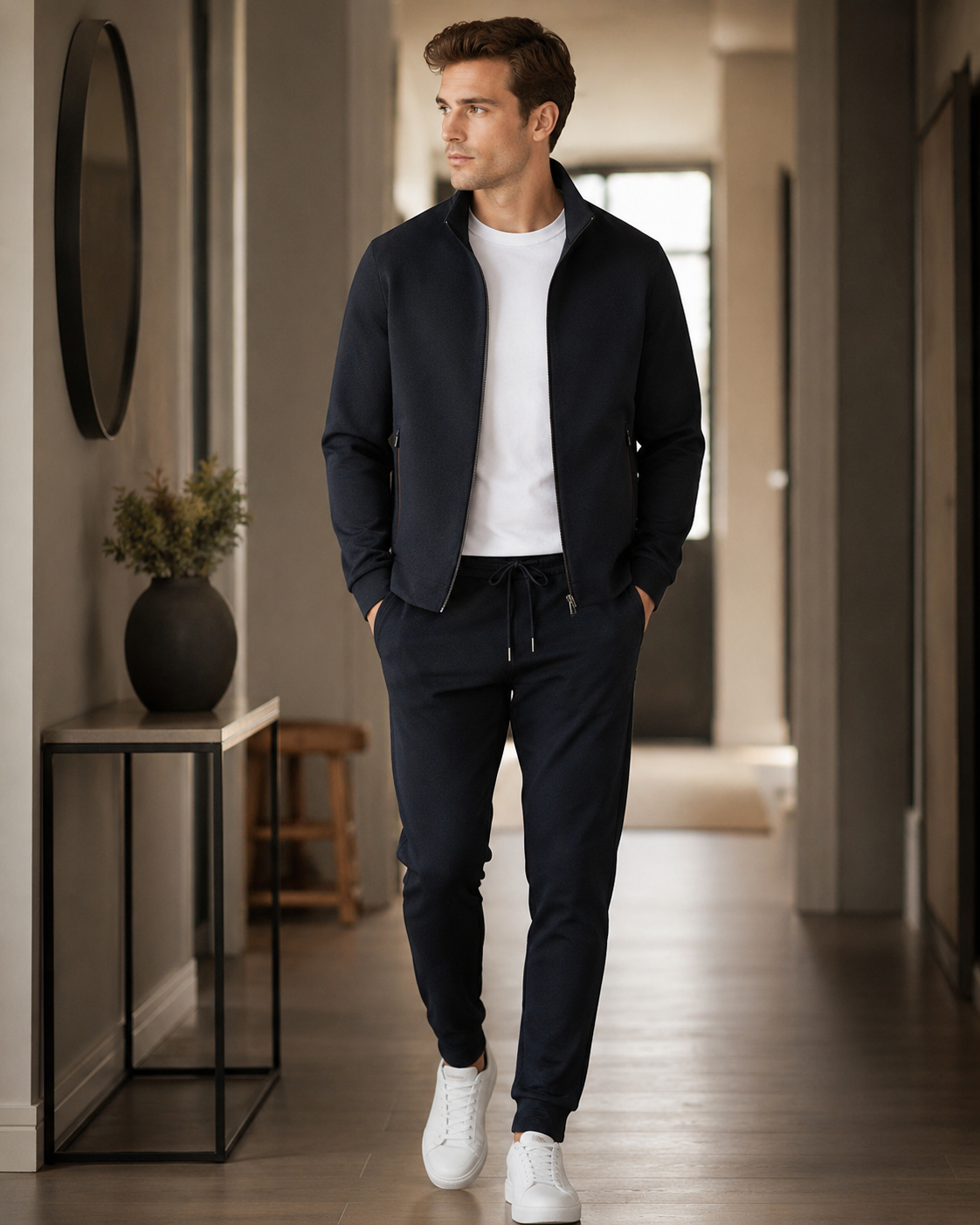 Reynold Men's Tracksuit – Zip Jacket & Slim Fit Pants Smart Casual Set