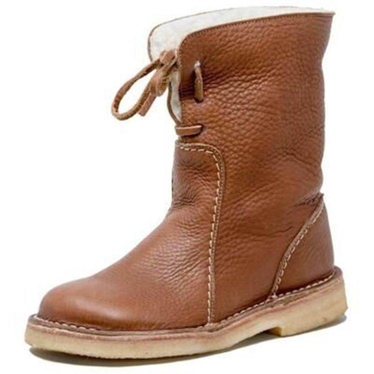 Emersyn Women's Warm Boots – Waterproof PU Leather Winter Boots with Wool Lining