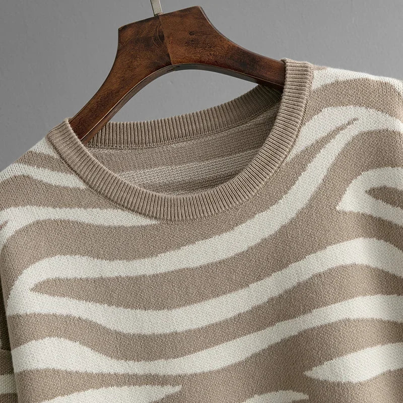 Delaney Women's Cashmere Set – Zebra Print Fitted Casual Lounge Outfit