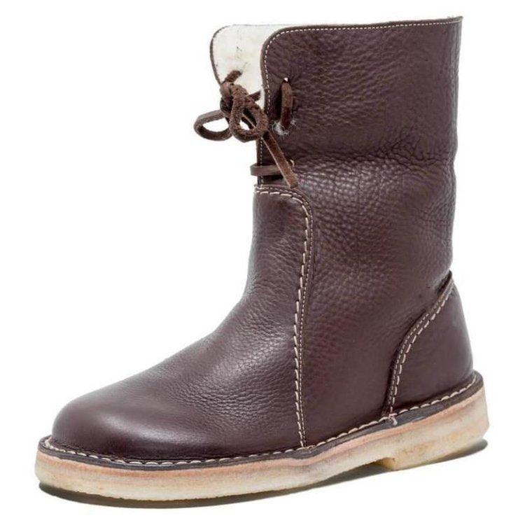 Emersyn Women's Warm Boots – Waterproof PU Leather Winter Boots with Wool Lining