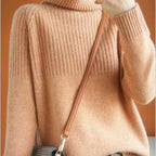 Luan Women's Turtleneck Sweater – Soft Ribbed Knit Relaxed Winter Pullover