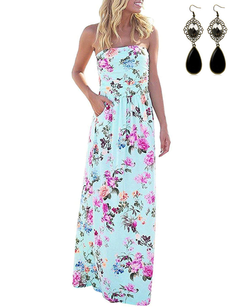 Celeste Women's Bohemian Maxi Dress – Flowing Summer Dress with Side Pockets