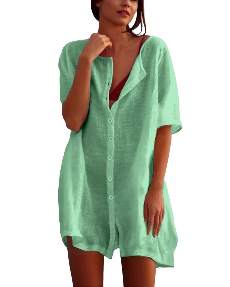 Clara Women's Beach Cover-Up Tunic Dress – Lightweight Side Slit Vacation Kaftan