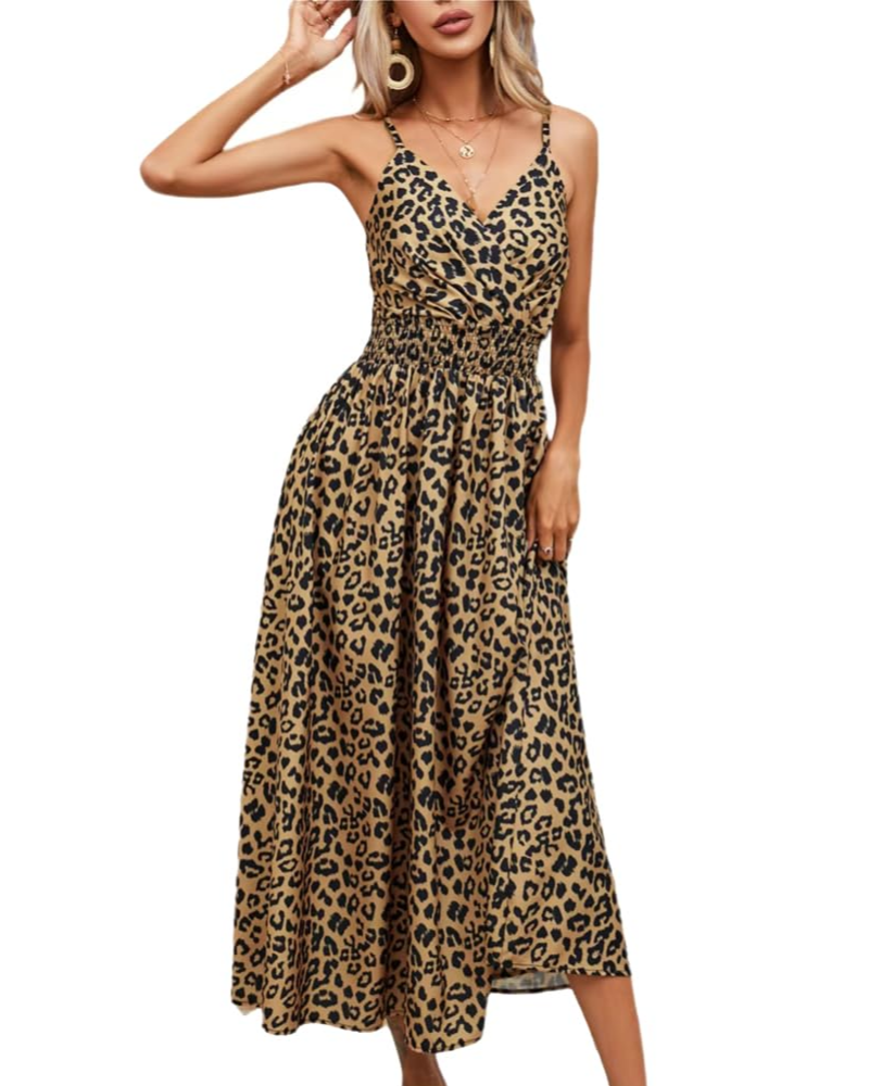 Isla Women's Floral Maxi Dress – V-Neck Boho High Waist Summer Dress with Spaghetti Straps