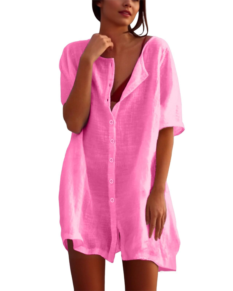 Clara Women's Beach Cover-Up Tunic Dress – Lightweight Side Slit Vacation Kaftan