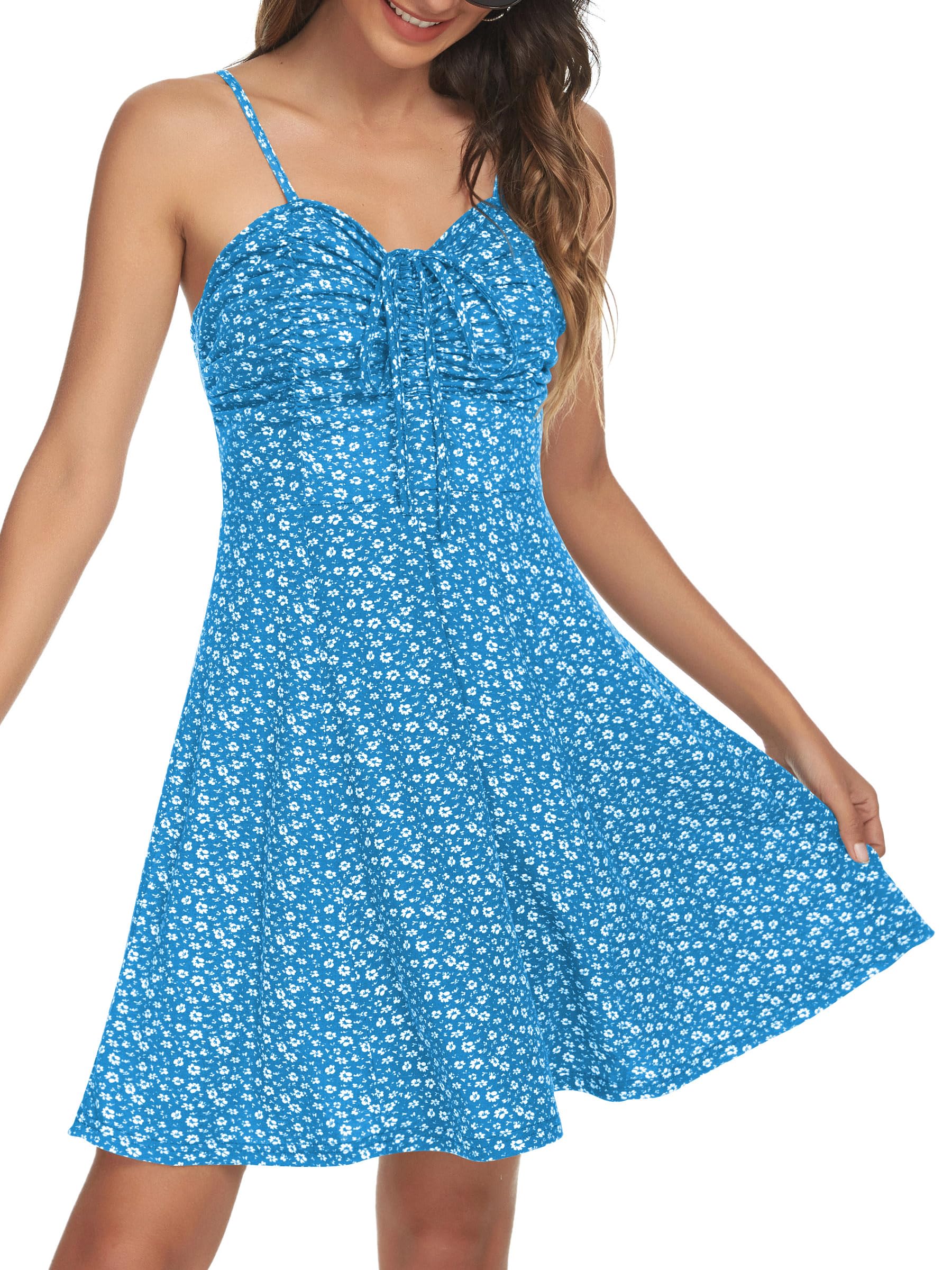 Paige Women's Floral Cami Mini Dress – Sweetheart Neck Dress with Adjustable Drawstring