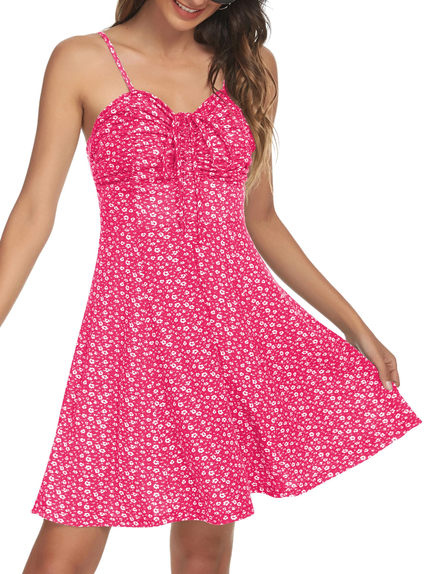 Paige Women's Floral Cami Mini Dress – Sweetheart Neck Dress with Adjustable Drawstring