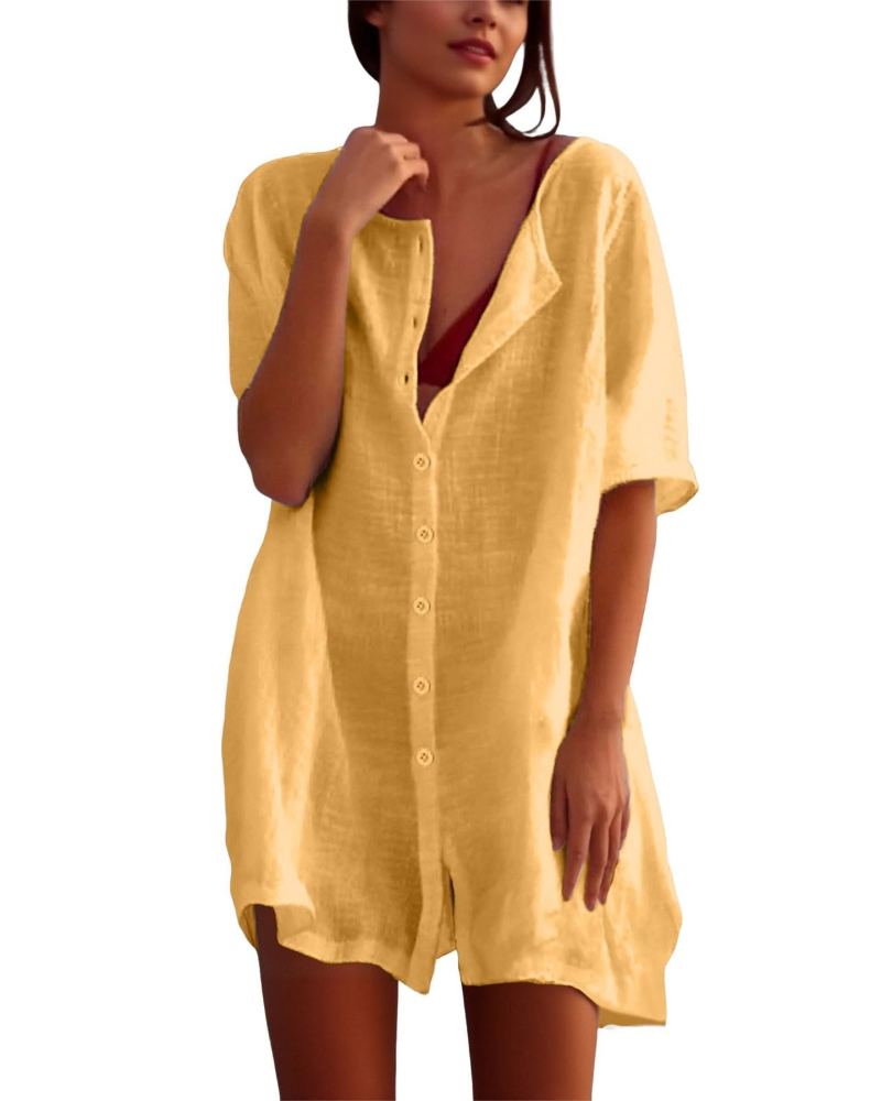 Clara Women's Beach Cover-Up Tunic Dress – Lightweight Side Slit Vacation Kaftan
