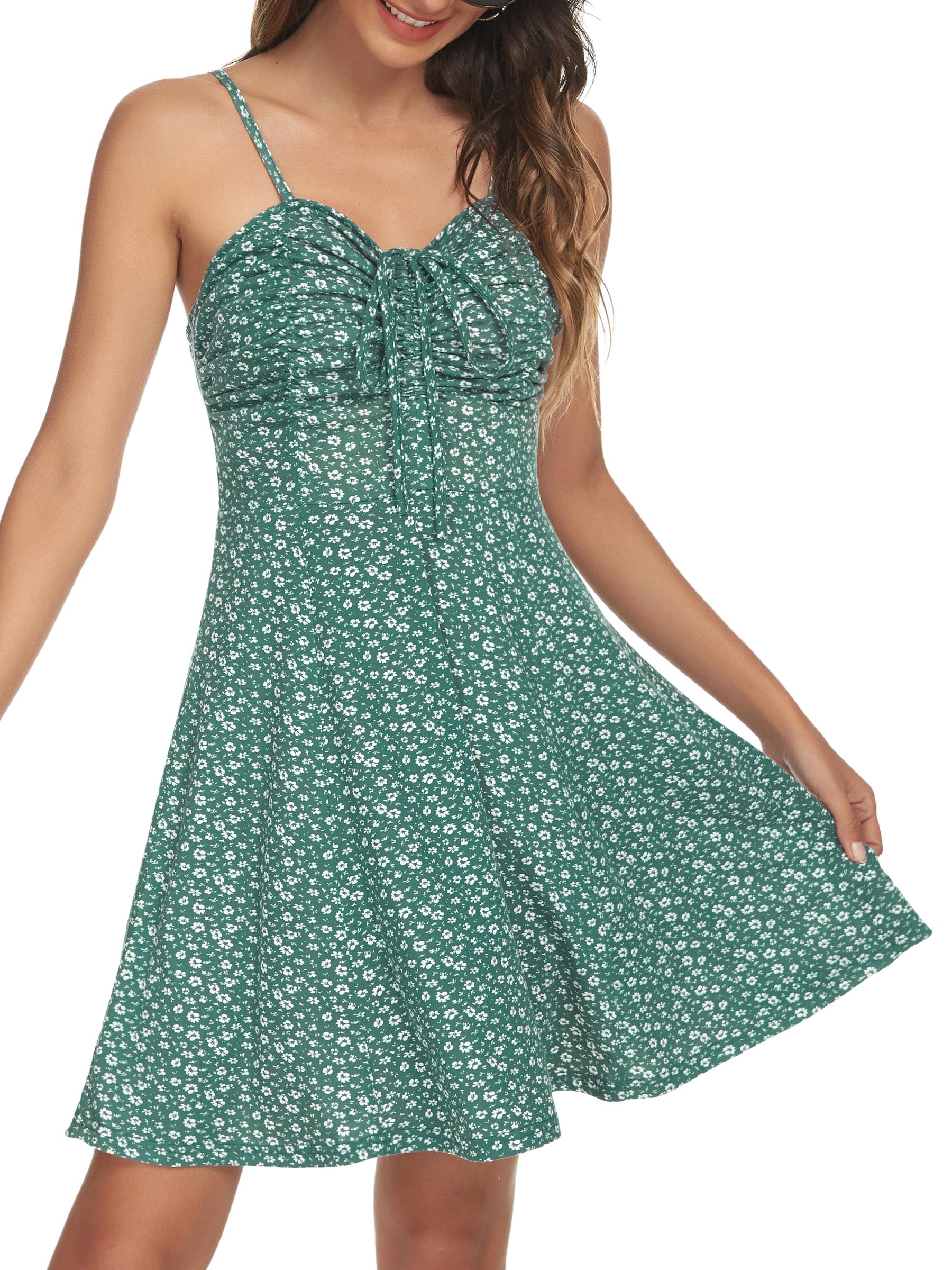 Paige Women's Floral Cami Mini Dress – Sweetheart Neck Dress with Adjustable Drawstring