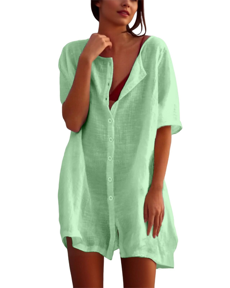 Clara Women's Beach Cover-Up Tunic Dress – Lightweight Side Slit Vacation Kaftan