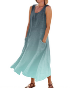 Lily Women's Boho Floral Maxi Dress – V-Neck Short Sleeve Dress with Pockets
