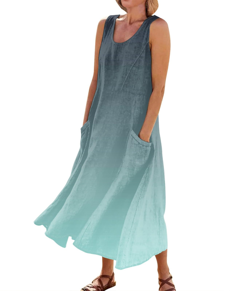 Lily Women's Boho Floral Maxi Dress – V-Neck Short Sleeve Dress with Pockets