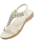 Stella Women's Bohemian Flip Flops – Rhinestone T-Strap Sandals for Summer