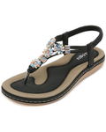 Zoe Women's Bohemian Flip Flops – Floral Rhinestone Sandals with Cushioned Footbed