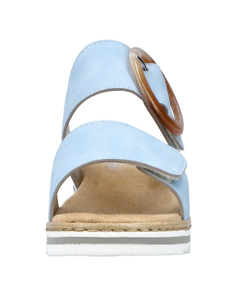 Riley Women’s Wedge Mules – Blue Faux Leather Slip-On Shoes with Soft Insole