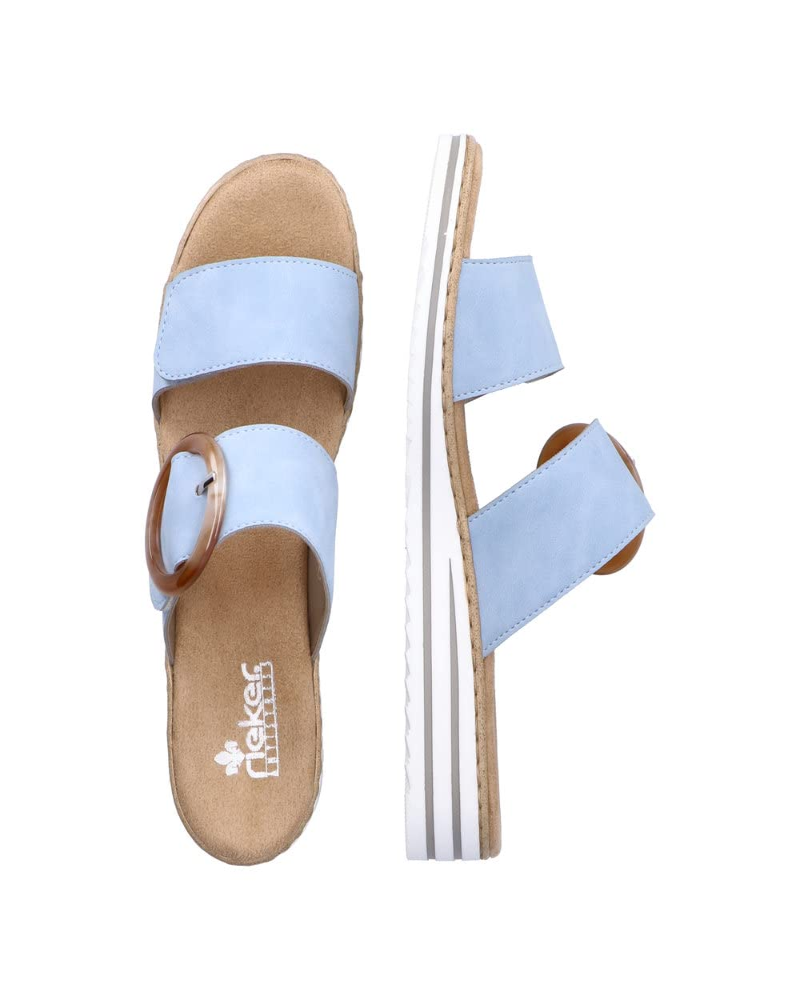 Riley Women’s Wedge Mules – Blue Faux Leather Slip-On Shoes with Soft Insole