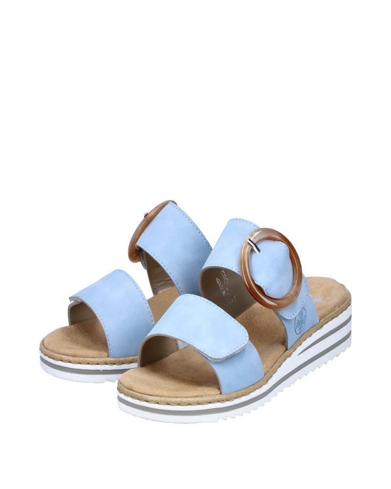 Riley Women’s Wedge Mules – Blue Faux Leather Slip-On Shoes with Soft Insole