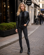 Sasha Women's Leather Jacket – Slim Fit Zip Biker Jacket for Spring and Fall