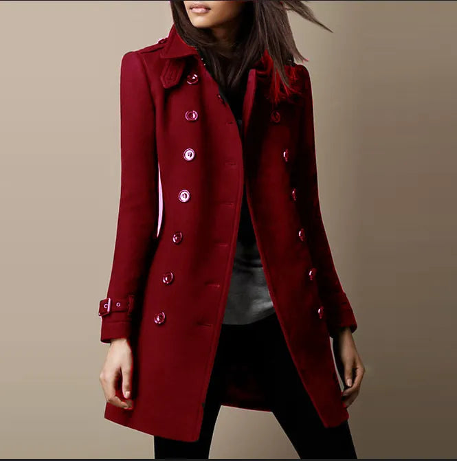 Lucille Women's Long Wool Coat – Elegant Warm Premium Winter Overcoat