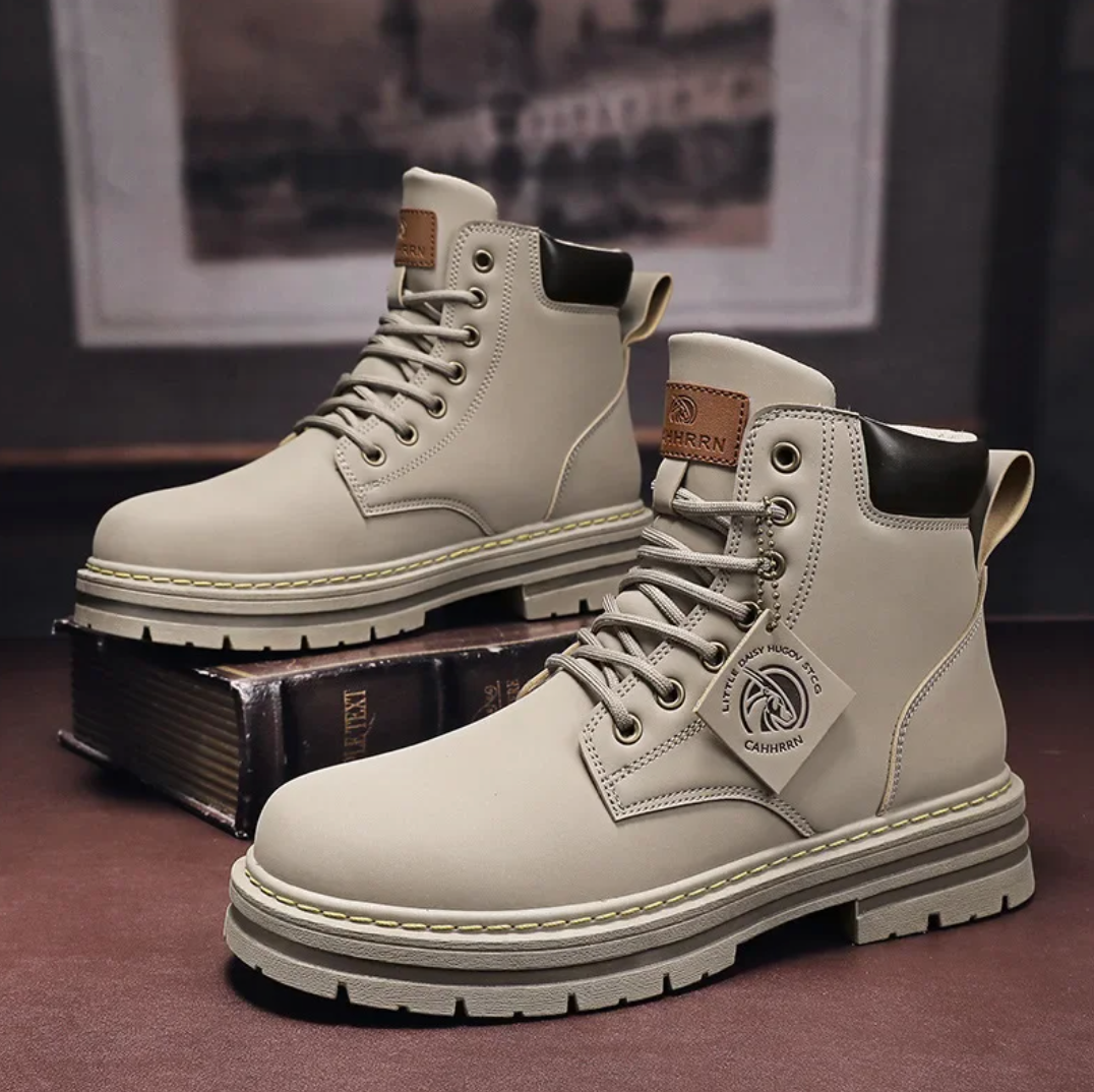 Marlon Men’s Lace-Up Boots – Comfortable Leather Boots with Anti-Slip Sole